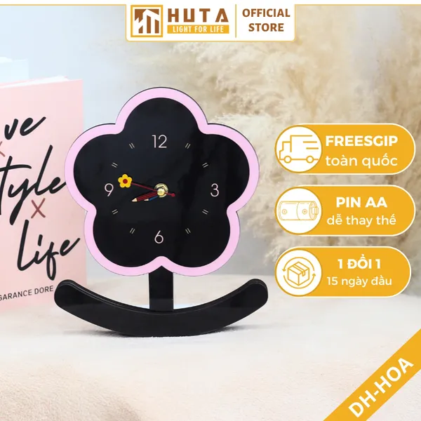 Đồng hồ để bàn decor lắc lư,  kiểu dáng hoa dễ thương, trang trí phòng ngủ