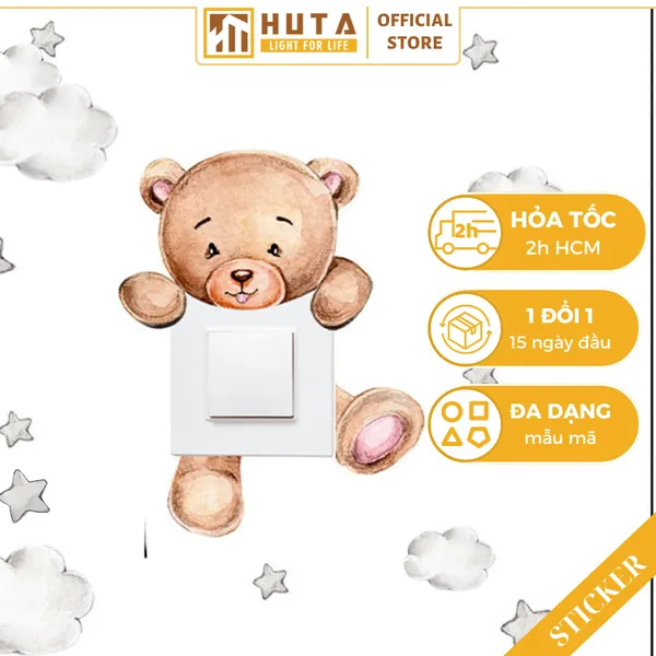 Miếng dán trang trí công tắc, phát quang ban đêm, nhiều hình dáng dễ thương