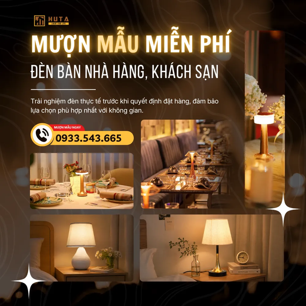  [COMBO 2] Đèn Ngủ Để Bàn HUTA Light For Life G4S Trang Trí Vintage, Điều Chỉnh Ánh Sáng Vàng 