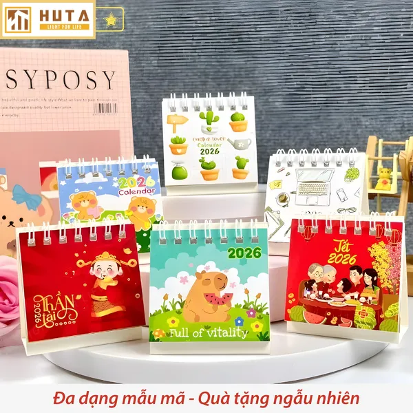[MKB GIFT] Quà tặng từ thương hiệu HUTA Light For Life Lịch Bàn Mini 2026, Có Ngày Âm Lịch Và Ngày Lễ