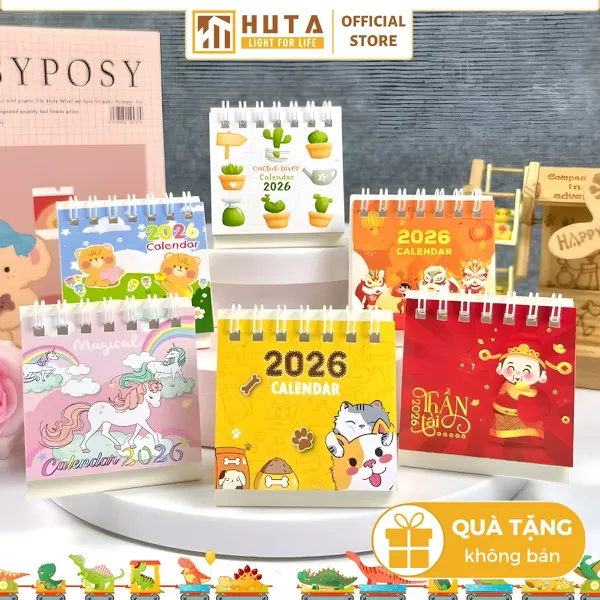 [MKB GIFT] Quà tặng từ thương hiệu HUTA Light For Life Lịch Bàn Mini 2026, Có Ngày Âm Lịch Và Ngày Lễ