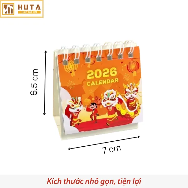 [MKB GIFT] Quà tặng từ thương hiệu HUTA Light For Life Lịch Bàn Mini 2026, Có Ngày Âm Lịch Và Ngày Lễ