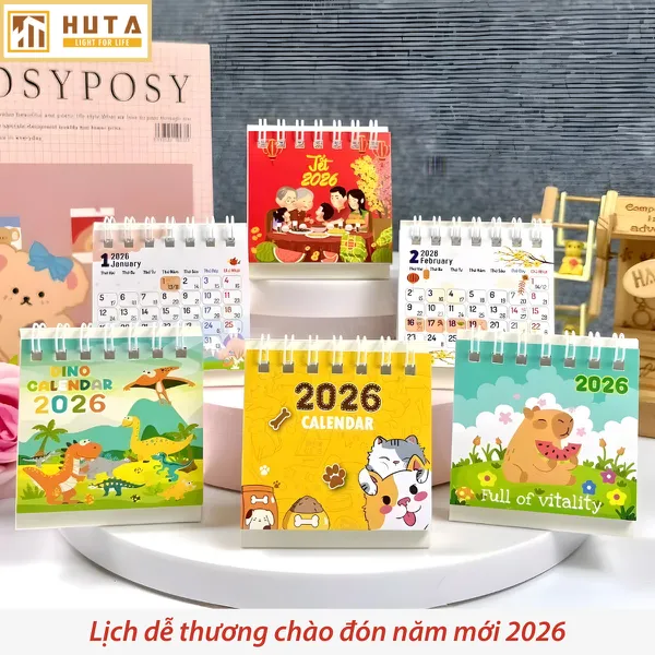 [MKB GIFT] Quà tặng từ thương hiệu HUTA Light For Life Lịch Bàn Mini 2026, Có Ngày Âm Lịch Và Ngày Lễ