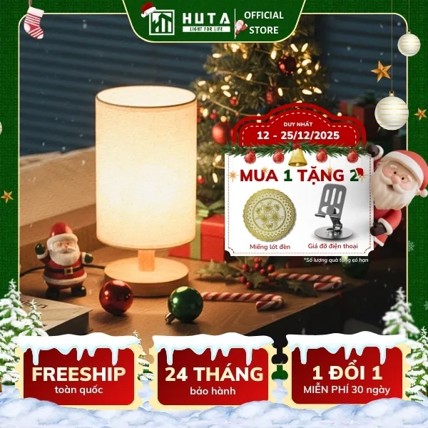 Đèn Ngủ Để Bàn HUTA Light For Life G1 Điều Chỉnh Độ Sáng, Ánh Sáng Vàng Ấm, Đầu Cắm 2 Chấu 220V