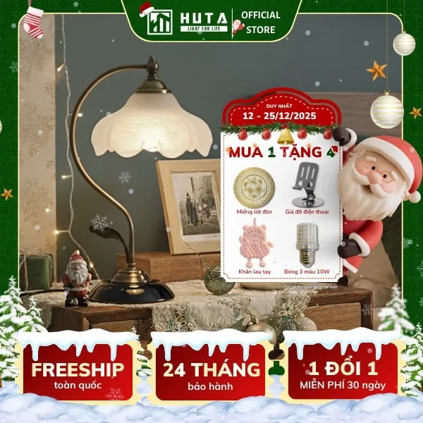 Đèn Ngủ Để Bàn HUTA Light For Life CD2 Trang Trí Phong Cách Cổ Điển, Điều Chỉnh 3 Mức Sáng