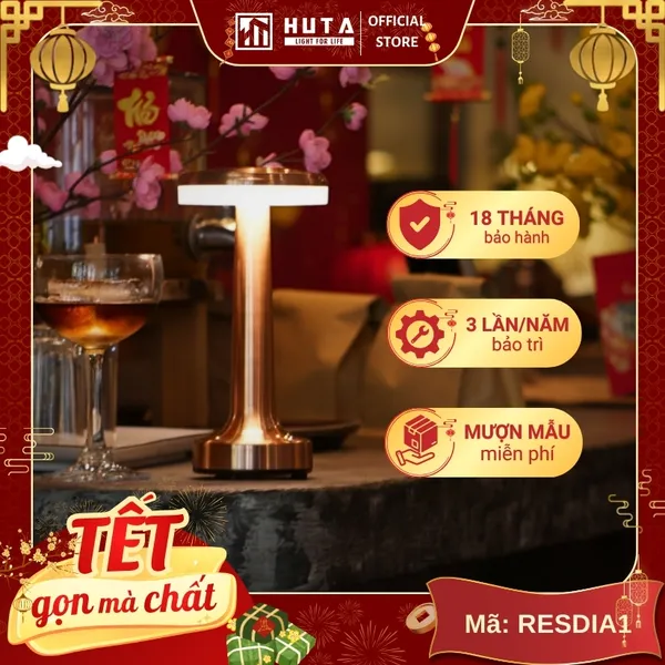 Đèn Bàn Led Quầy Bar, Quán Bar, Nhà Hàng Pin Sạc Tích Điện Mã RESDIA1