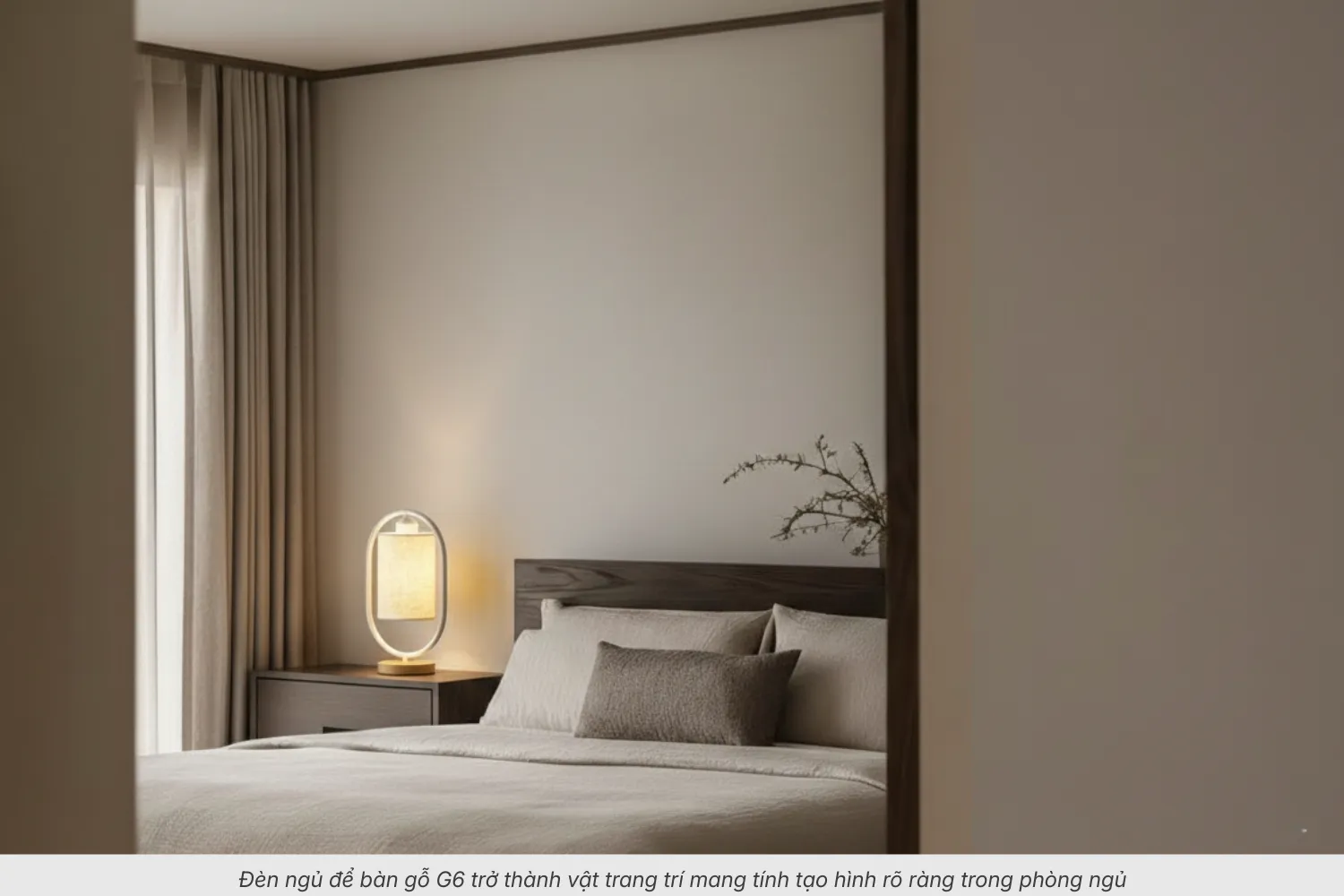 2.4 Đèn ngủ để bàn thân gỗ mã G6 – Khung oval độc đáo