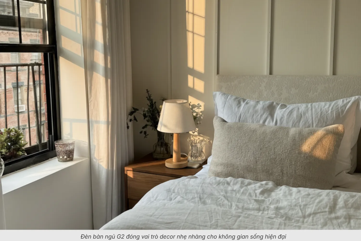 2.2 Đèn ngủ để bàn thân gỗ mã G2 – Nhỏ gọn, dễ bố trí