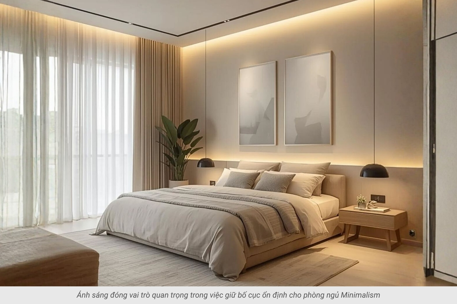 1. Vai trò của đèn ngủ để bàn trong phòng ngủ minimalism