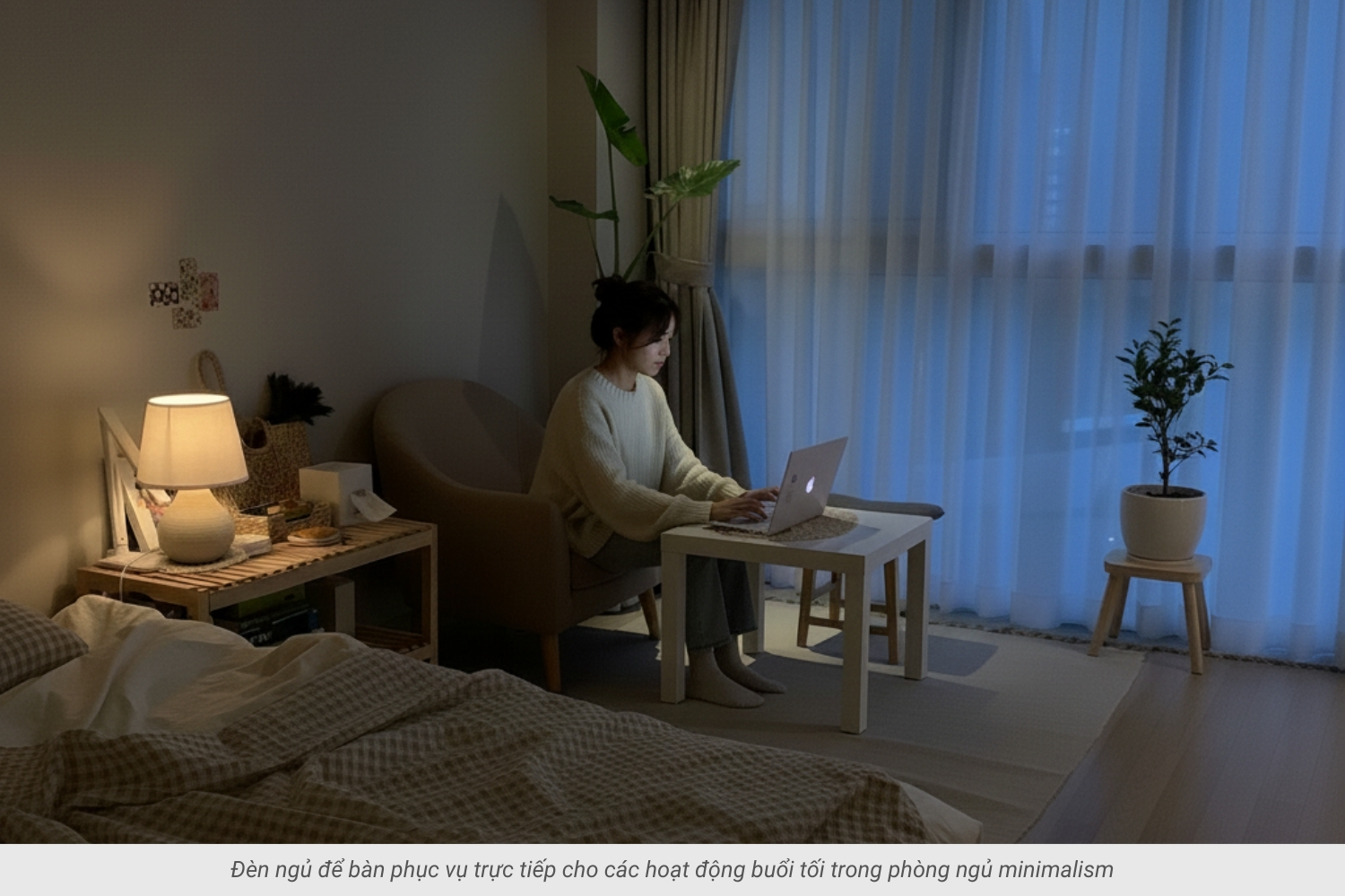 1. Vai trò của đèn ngủ để bàn trong phòng ngủ minimalism