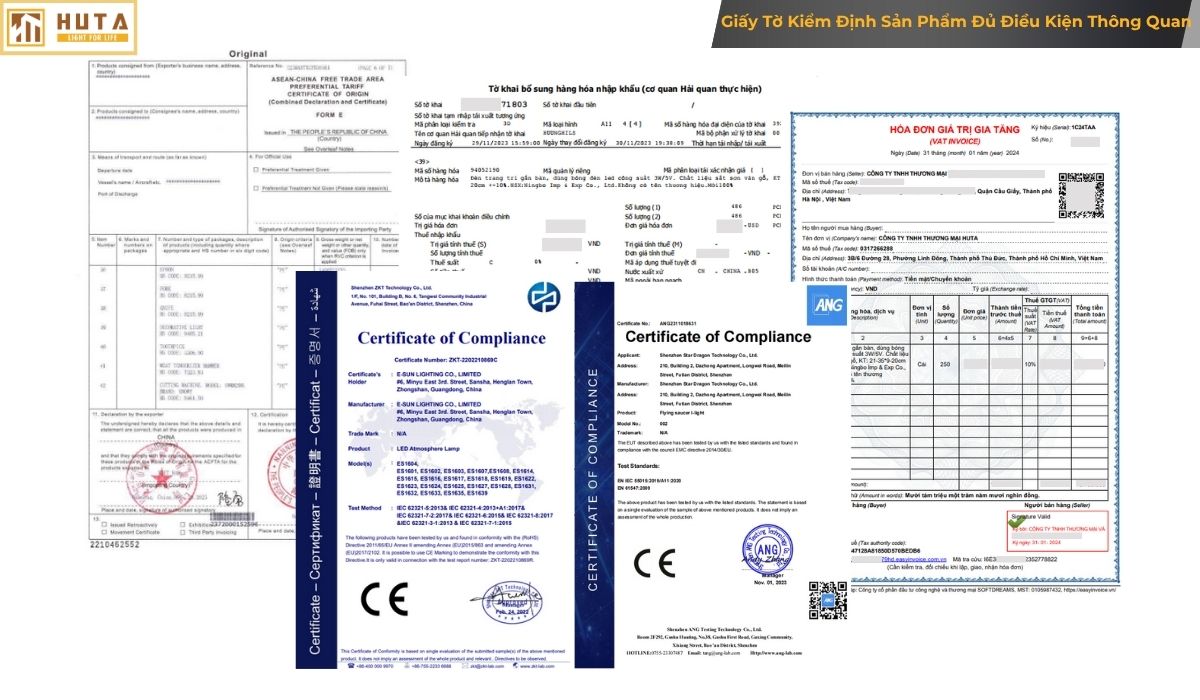 Chứng nhận chất lượng đèn HUTA