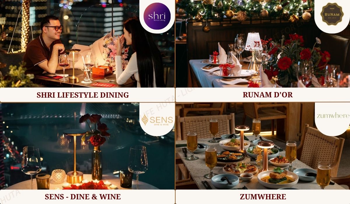 Đèn bàn HUTA trong không gian nhà hàng fine dining