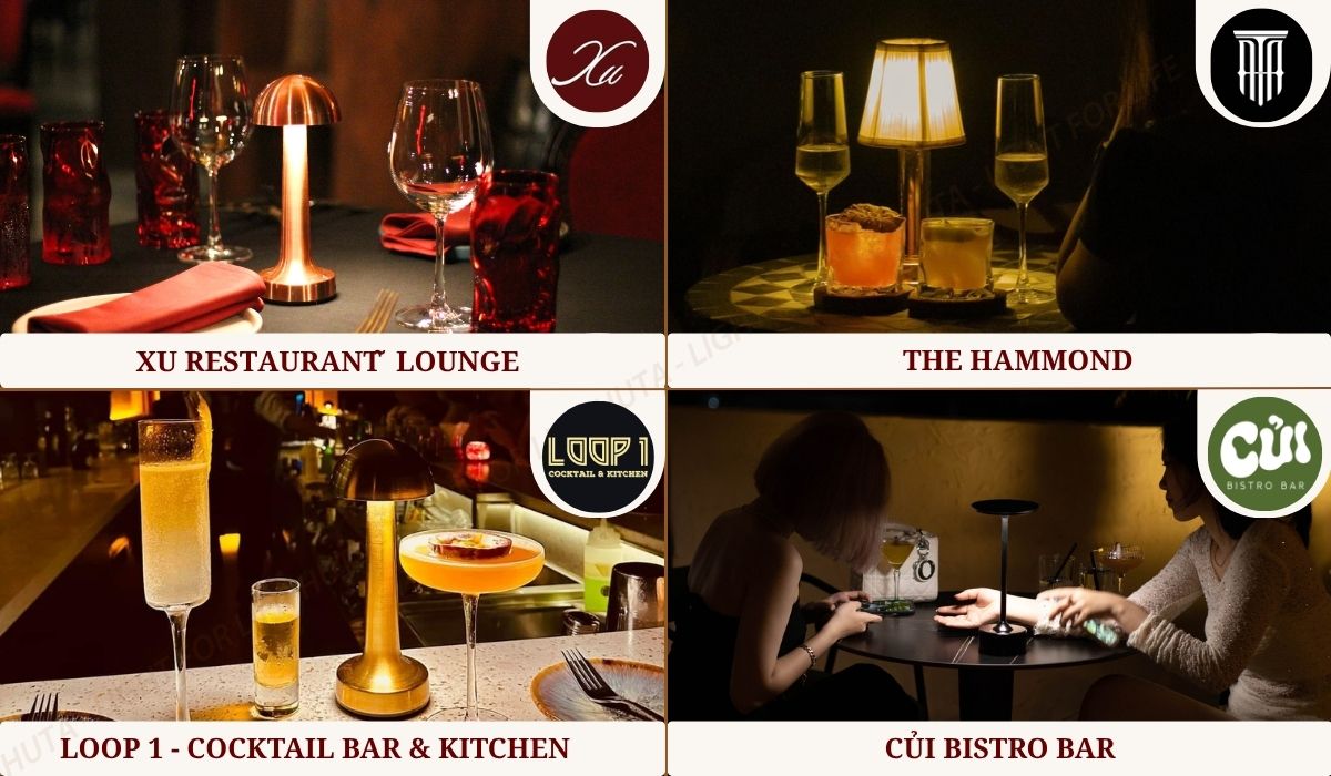 Đèn bàn HUTA trong không gian lounge và bar