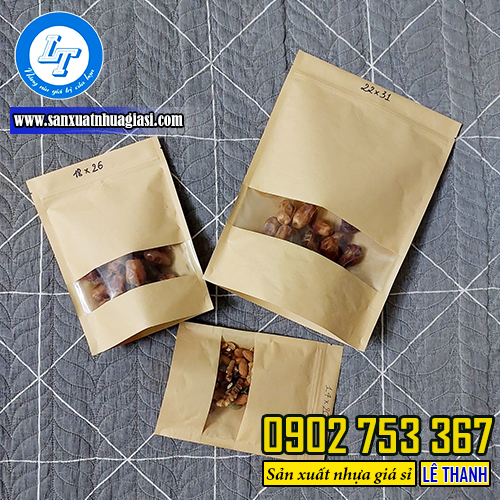 Kích thước túi zip giấy Kích thước túi zip giấy