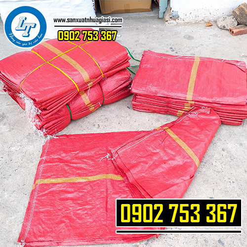 Bao tải dứa 60*100cm màu đỏ sọc vàng