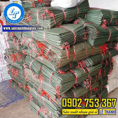 Bao tải dứa màu sắc đa dạng xám xanh chỉ đỏ