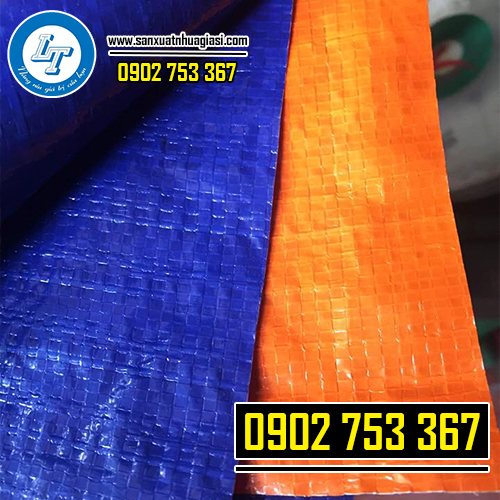 Bề mặt bạt nhựa xanh cam trơn bóng