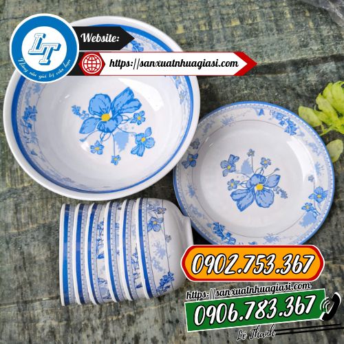 Bộ tô chén dĩa bông xanh Bộ tô chén dĩa bông xanh
