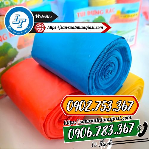 Bọc rác cuộn màu xanh, đỏ, vàng Bọc rác cuộn màu xanh, đỏ, vàng