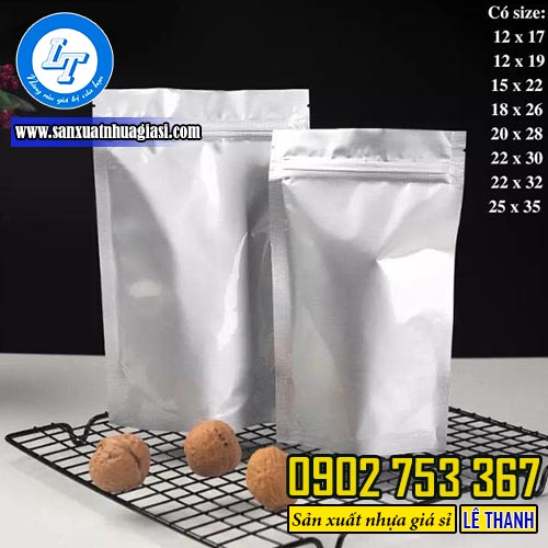 Kích thước của túi zip bạc 2 mặt Kích thước của túi zip bạc 2 mặt