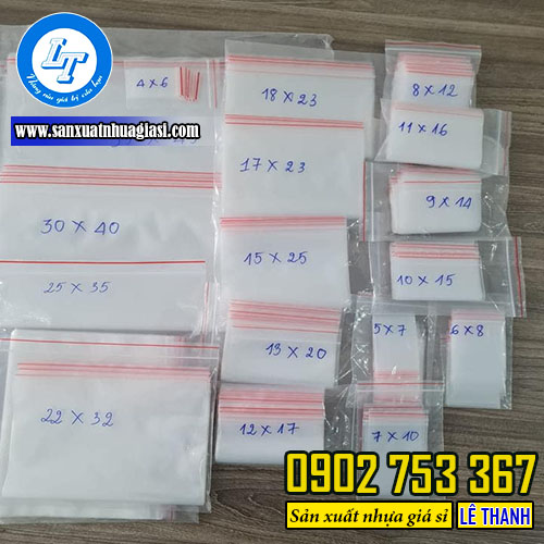 Kích thước của túi zip chỉ đỏ Kích thước của túi zip chỉ đỏ