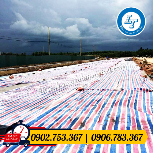 Bạt sọc dứa lót trải đường đổ bê tông Bạt sọc dứa lót trải đường đổ bê tông