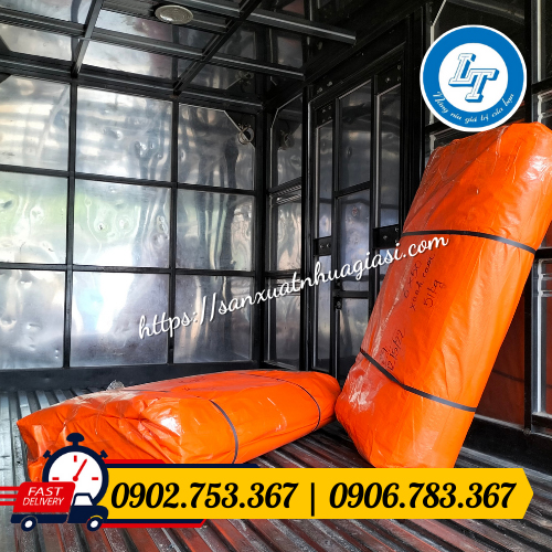 Đơn hàng bạt nhựa xanh cam che công trình Đơn hàng bạt nhựa xanh cam che công trình