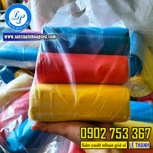 Đóng gói lốc 3 cuộn túi rác cuộn màu Đóng gói lốc 3 cuộn túi rác cuộn màu