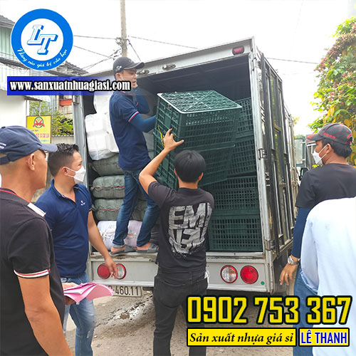 Giao hàng rổ nhựa đóng xoài - quýt Giao hàng rổ nhựa đóng xoài - quýt