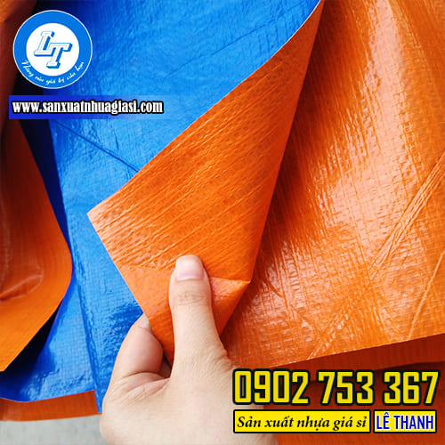 Bạt nhựa xanh cam dày dặn, chống thấm tốt