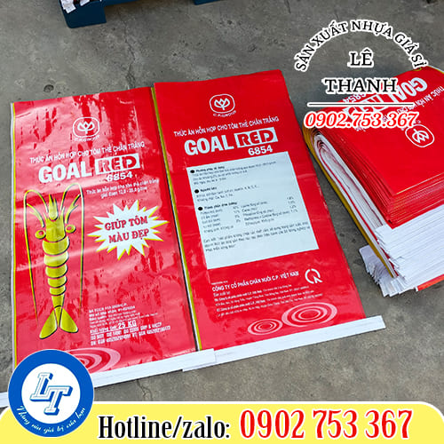 Mặt trước và sau của bao tải in logo tại Lê Thanh