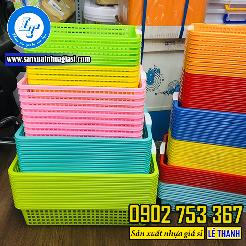 Rổ nhựa chữ nhật đủ màu đủ kích thước Rổ nhựa chữ nhật đủ màu đủ kích thước
