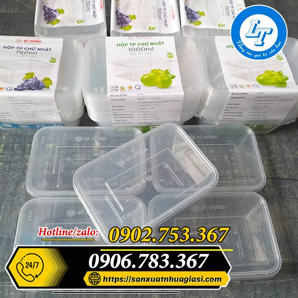 HỘP CHỮ NHẬT TRONG 550ml / 650ml / 750ml / 1000ml