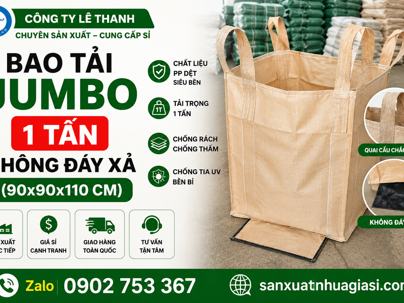 BÁN SỈ BAO TẢI JUMBO 1 TẤN KHÔNG ĐÁY XẢ (90x90x110 CM)