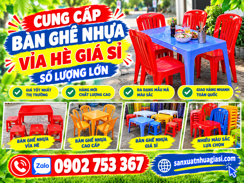 Cung Cấp Bàn Ghế Nhựa Vỉa Hè Giá Sỉ Số Lượng Lớn