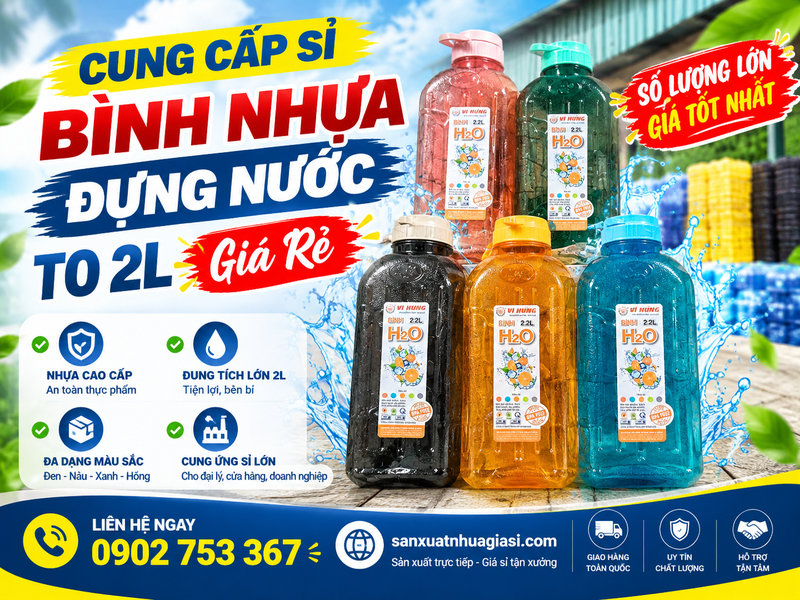 Cung Cấp Sỉ Bình Nhựa Đựng Nước To 2l Giá Rẻ