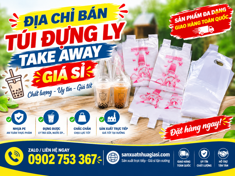 Địa Chỉ Bán TÚI ĐỰNG LY TAKE AWAY GIÁ SỈ Tphcm