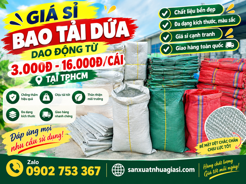 GIÁ SỈ BAO TẢI DỨA DAO ĐỘNG TỪ 3.000Đ ĐẾN 16.000Đ/CÁI TẠI TPHCM