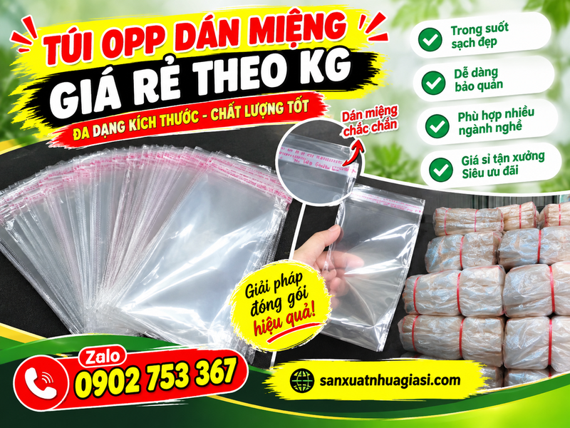 MUA TÚI OPP DÁN MIỆNG GIÁ RẺ THEO KG