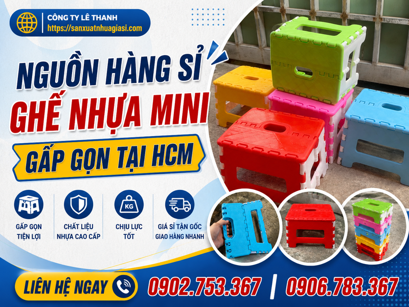 Nguồn Hàng Sỉ Ghế Nhựa Mini Gấp Gọn Tại HCM