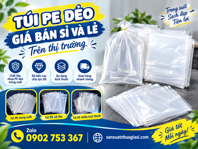 TÚI PE DẺO GIÁ BÁN SỈ VÀ LẺ TRÊN THỊ TRƯỜNG