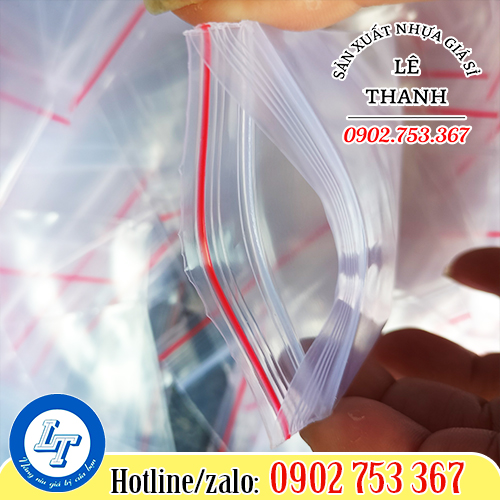 Túi zip có đường viền chỉ đỏ ở mép miệng Túi zip có đường viền chỉ đỏ ở mép miệng