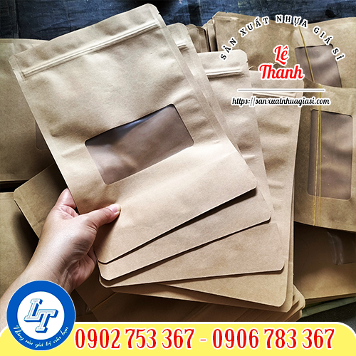 Túi zip giấy được làm từ giấy kraft Túi zip giấy được làm từ giấy kraft