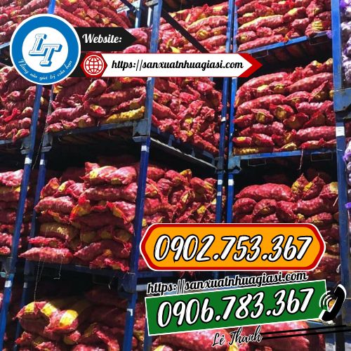 Ứng dụng đựng hành tỏi của bao tải lưới Ứng dụng đựng hành tỏi của bao tải lưới