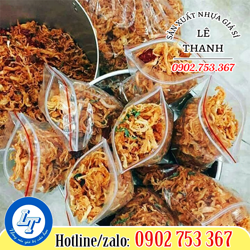 Túi zip chỉ đỏ đựng khô gà Túi zip chỉ đỏ đựng khô gà