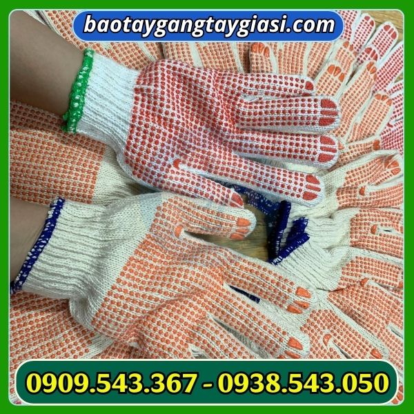 Găng tay len phủ hạt nhựa chống trơn trượt tốt Găng tay len phủ hạt nhựa siêu bền giá tốt