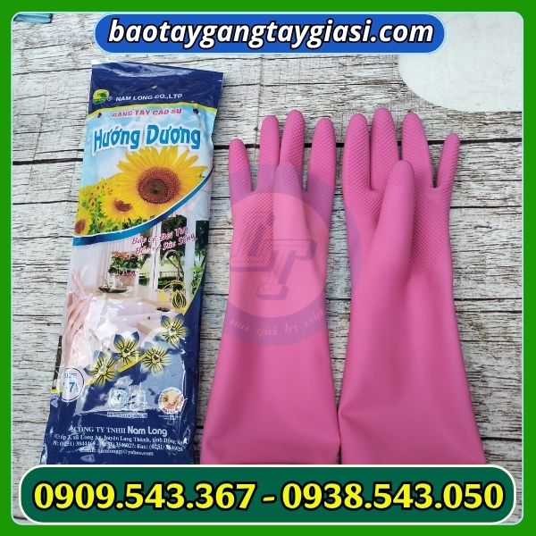 Găng tay cao su hướng dương màu hồng giá rẻ Găng tay cao su hướng dương màu hồng