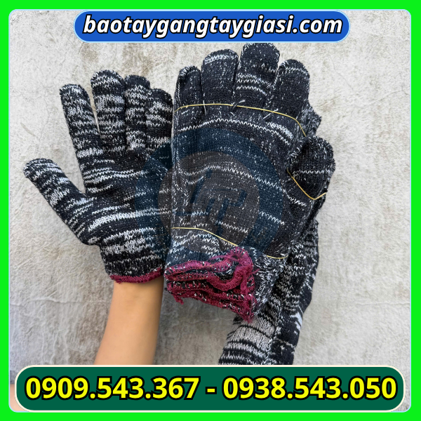 Găng tay len muối tiêu 90g sẵn kho Găng tay len muối tiêu 90g