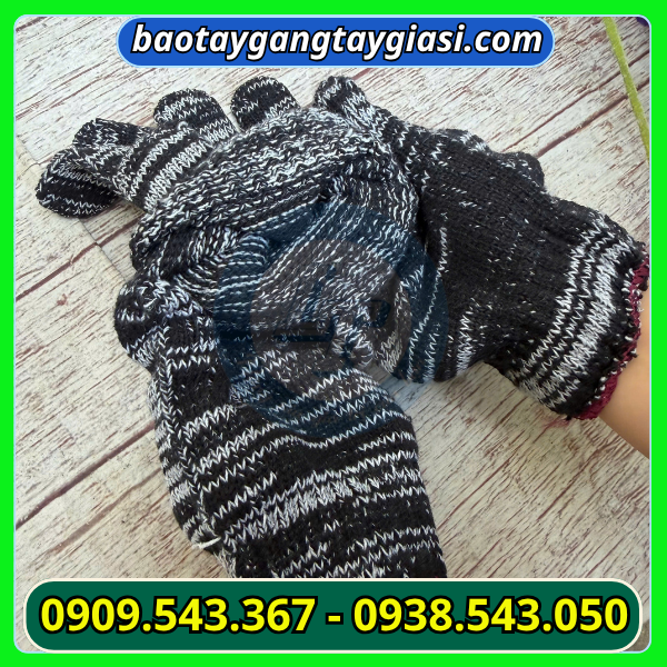 Găng tay len muối tiêu 90g dệt đều và dày dặn Găng tay len muối tiêu 90g