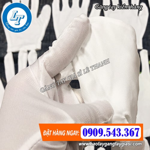 găng tay kiểm hàng màu trắng bề mặt vải mềm mịn găng tay kiểm hàng màu trắng bề mặt vải mềm mịn